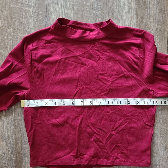 Fashion Nova Melanie Long Sleeve Mock Neck Crop Top Wine Size M - Picture 6 of 7